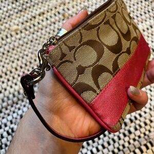 Coach Signature Monogram Pink Wristlet